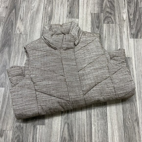 GAP Snap & Full Zip Up Sleeveless Beige Quilted Puffer Vest Women's Size Medium - Picture 3 of 11